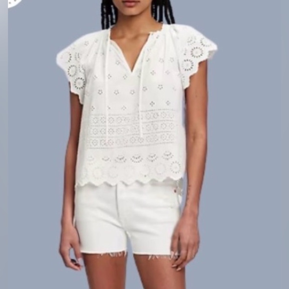 GAP Navy Tie-Front Flutter Sleeve Top